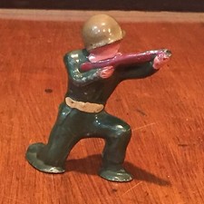 Antique Vintage BARCLAY PODFOOT Lead Toy Soldier Kneeling Firing Rifle, Green
