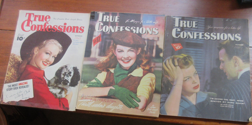 3 Vtg True Confessions Magazines Lot Oct 1946 March & Sept 1947 Romance & Ads - Picture 2 of 10