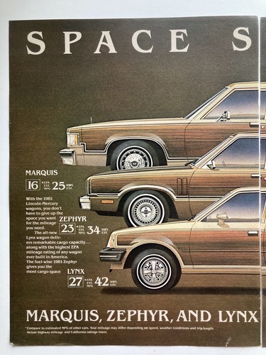 1981 Mercury Marquis Zephyr Lynx Station Wagon Two Page Large Print Ad - Picture 2 of 3