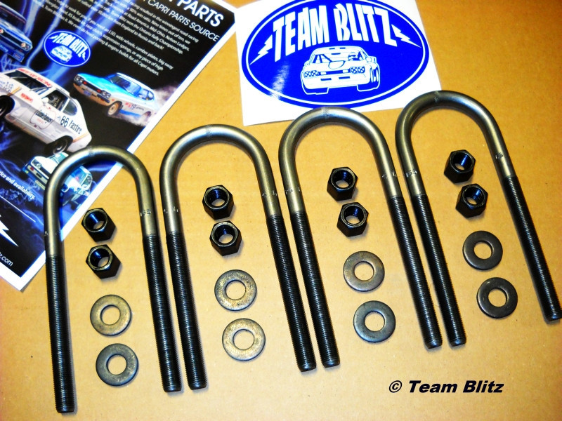 Ford Capri Axle UBolt Kit For Leaf Springs, Extended Length Heavy Duty