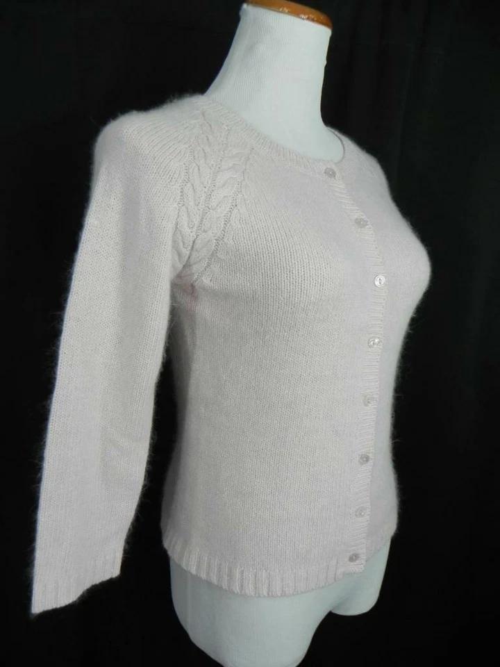 Vtg MAINFRAME sz M (7-9) Silk Angora PRETTY PINK Cardigan SWEATER Sears NOS j20 - Image 4 of 4