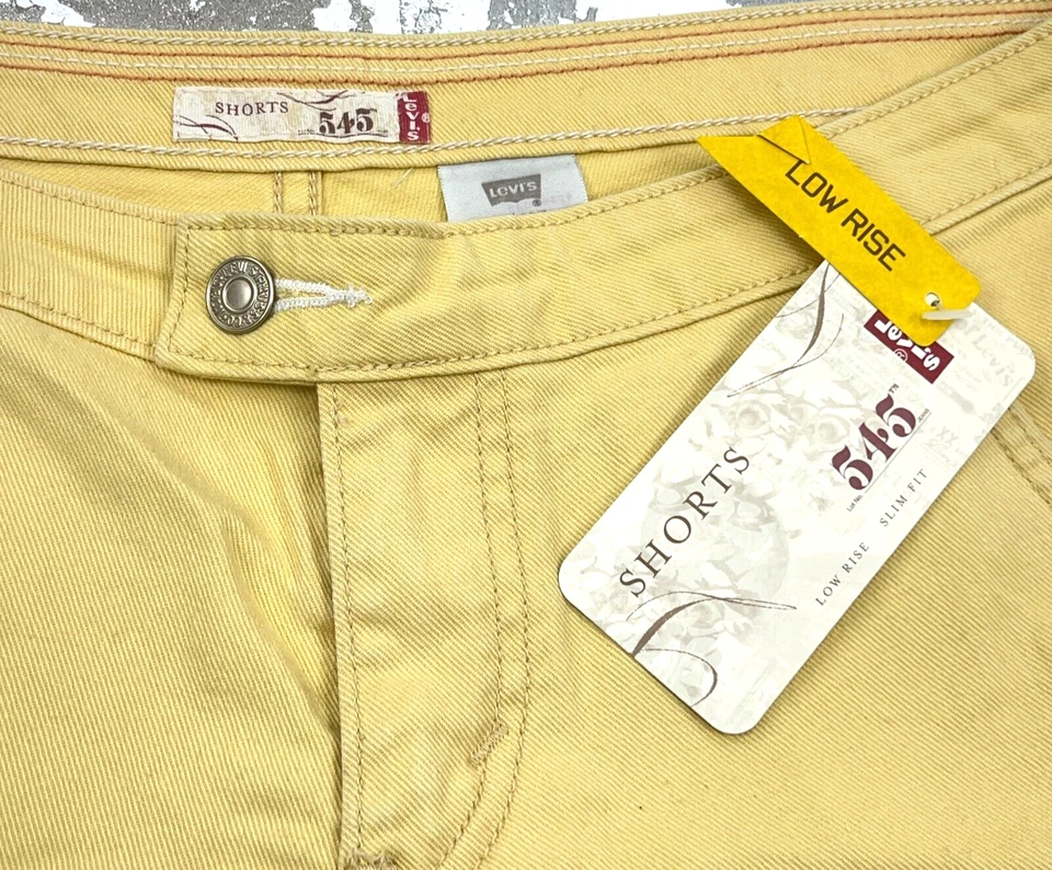 Pantalones Cortos Levis 545 Mujeres 8 Amarillos Tiro Bajo Calce Ajustado Pantalones Cortos Denim Damas De Colección Y2K Nuevos con Etiquetas Foto 3 de 4
