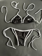 NWT Nike Black Bikini With White Trim Top  Bottom Swimsuit Small