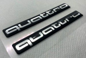 2x Audi Quattro Logo 3d Curved Sticker. Black. Size 76x10 MM | eBay