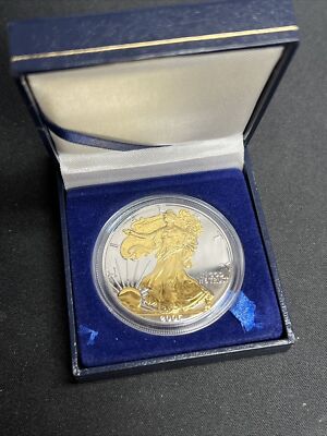 2006 American Silver Eagle 1oz SILVER Coin with 24K GOLD GILDED