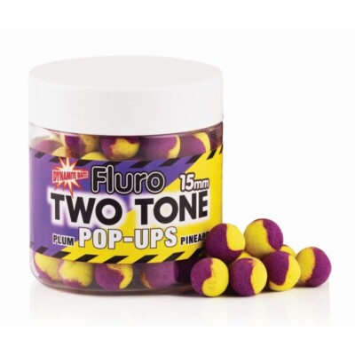 Dynamite Baits Fluro Two Tone Pop Ups 15mm Plum & Pineapple