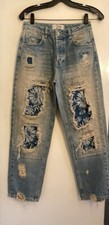 We The Free Free People Desert Rose Embroidery Patchwork Distress Jeans New 26