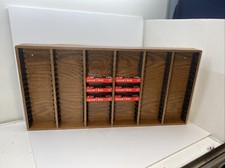 96 Slot Wood Vintage Audio Cassette Tape Holder Storage Wooden Wall Rack w Tapes
