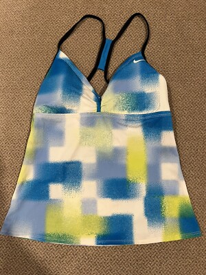 Womens Nike Swimsuit Tank Top Blue Yellow White Size Top