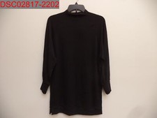 Socialite Women's Black Ribbed Mock Neck Long Sleeve Casual Sweater Dress, Sz S