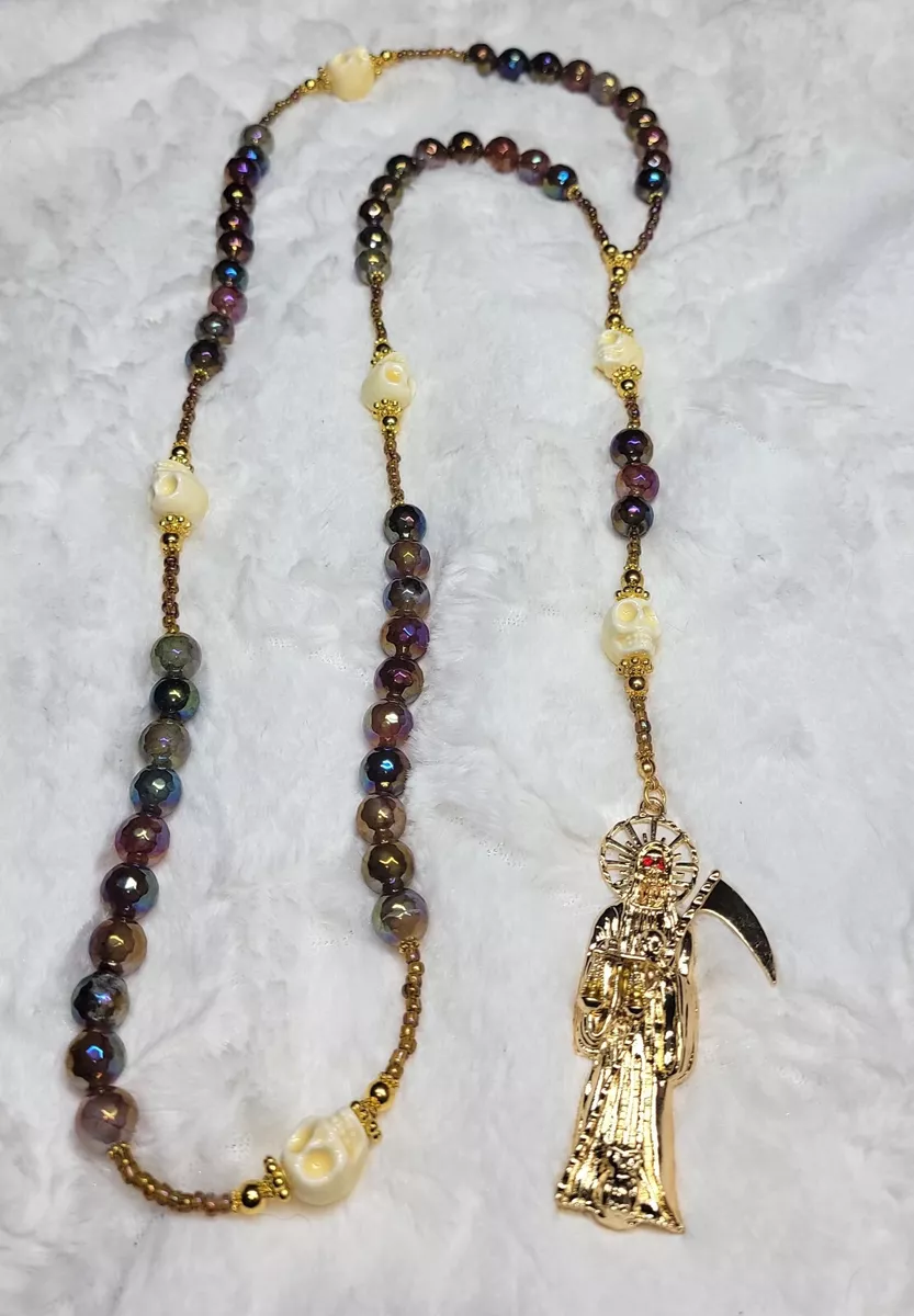 Santa muerte rosary necklace outlet