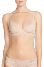 $115 Simone Perele 12A316 Caresse3D Underwire Plunge T-Shirt Bra Sz 34E/ 34DD US