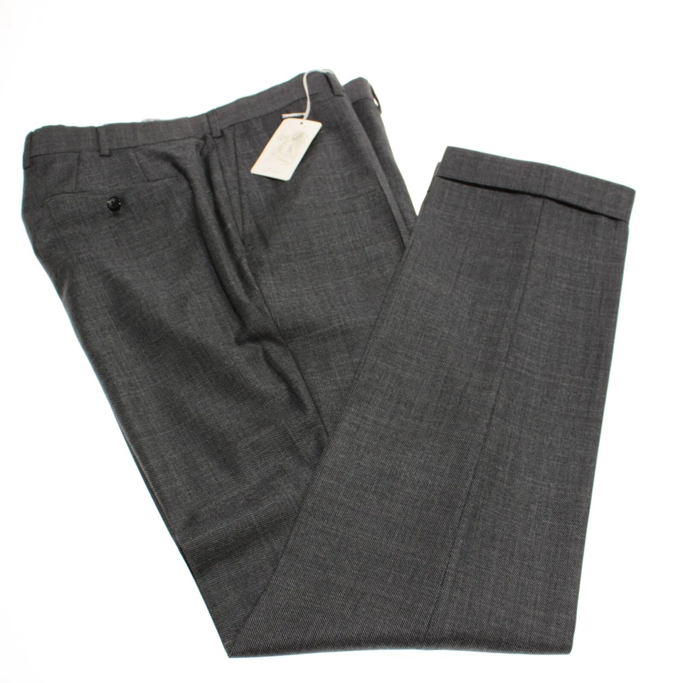 Pantalones de vestir Belvest nuevos con etiquetas Super 110's lana frente plano talla 50 (34 EE. UU.) en gris Foto 2 de 4