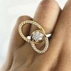 2Ct Round Diamond Oval Shape Two Circle Spinning Ring 14K Two-Tone Gold Plated