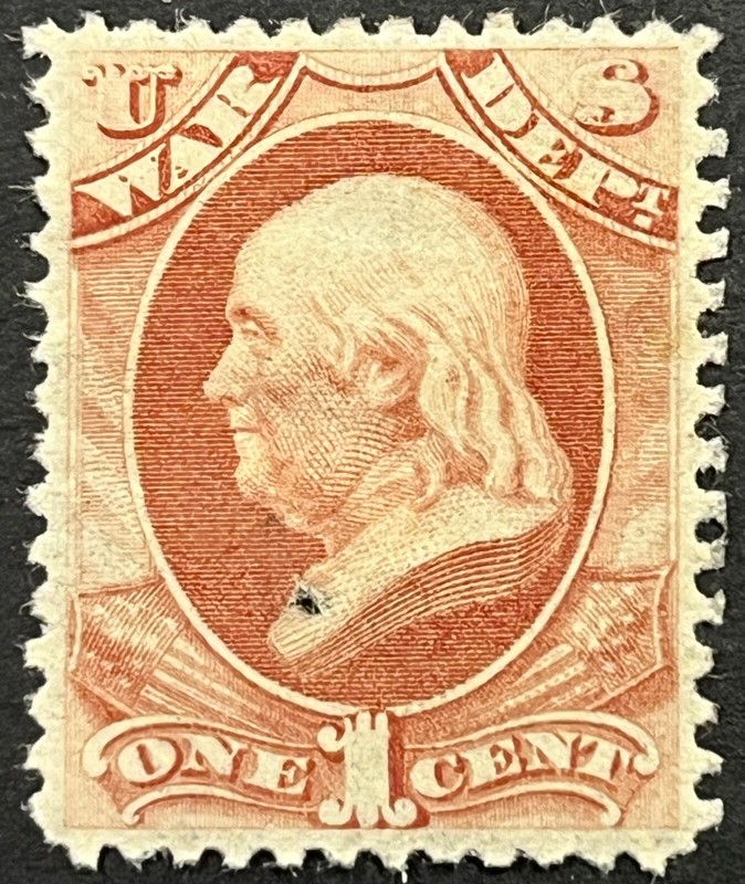 U.S. 1c Official Stamp, Dept. of War, Scott O83, Thin Hard Paper, Thin, MH, F-VF