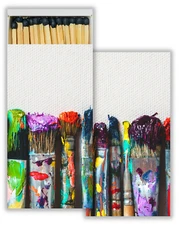 Paint Brushes Set of 6 Large Matchboxes with Wooden Matches