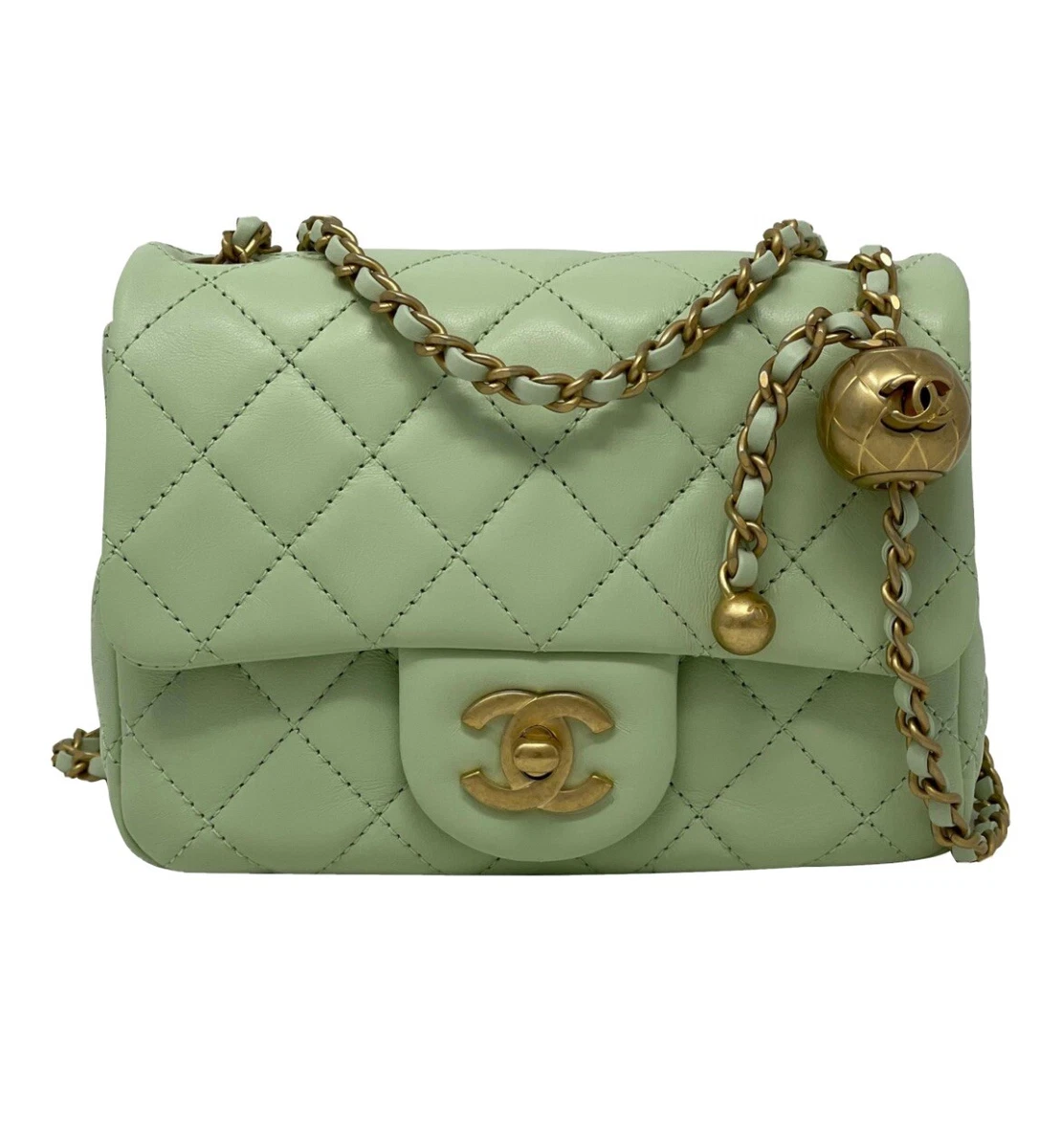 Chanel 22C Square Mini Pearl Crush Light Green BNIB Stunning