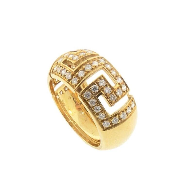 Anillo Versace "Greca Saffo" en oro amarillo de 18 quilates banda de diamantes Foto 3 de 4