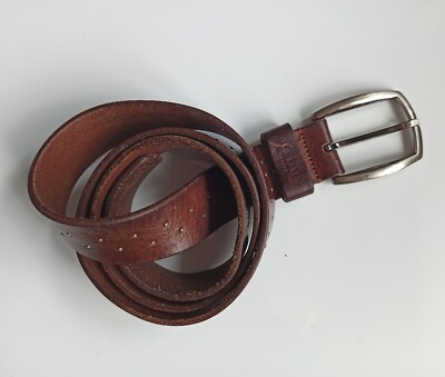 Ted Baker leather belt made in Italy Ted Baker Belt Mens 33 Smooth Brown Leather Silver Buckle  main image 4