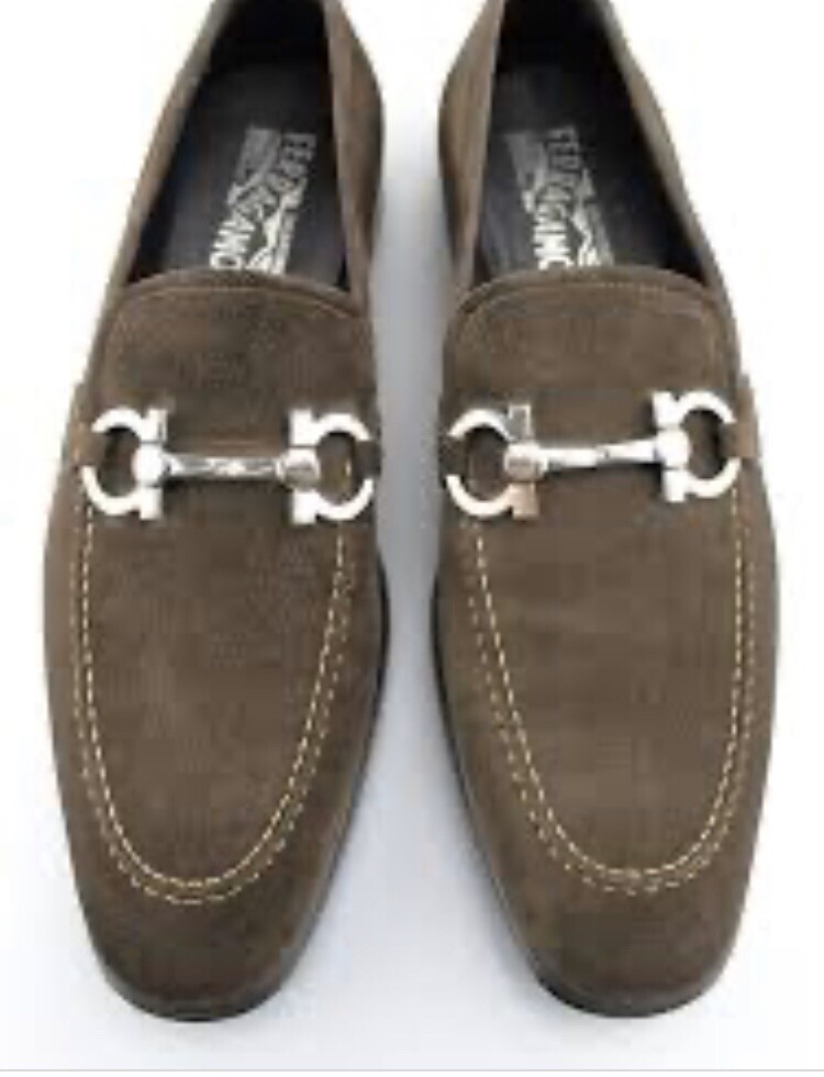 Salvatore Ferragamo Flori 2 Brown Suede Men display picture 2