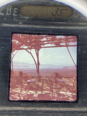 WK2 - Farb Dia color slide Griechenland Athen Taverne Meeresblick  FD4