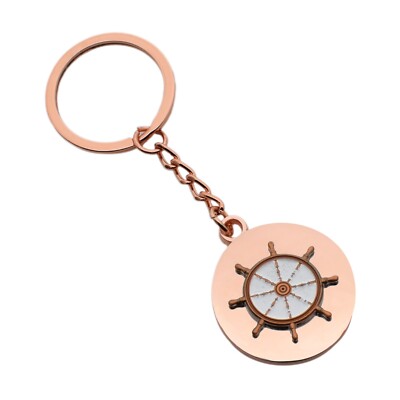 Personalised Engraved keyring with Rose Gold Nautical Ships