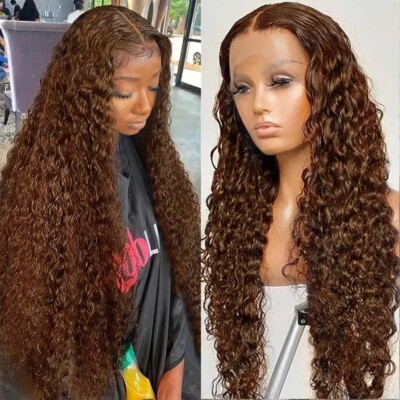 Front Lace Wig Long Curly Brown Wig for Women Black Woman American  Style
