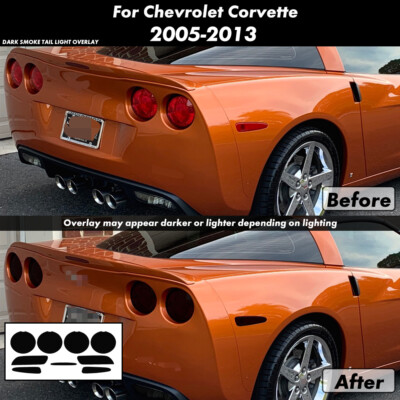 Tail Light+Sidemarker Tint Film Cover Overlay For Chevrolet Corvette