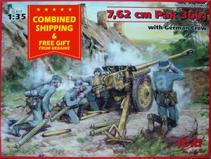 ICM 35801 - 1/35 7,62 CM PAK 36 (R) With German Crew, (4 figures) plastic model 4823044401253 | eBay