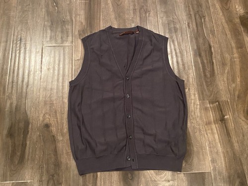 Perry Ellis Mens Knitted Button Vest Size Medium Gray - Picture 2 of 4