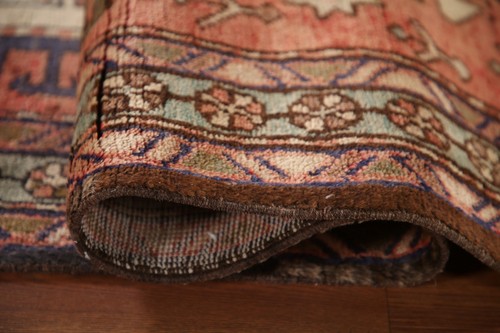 Vegetable Dye Heriz Tribal Vintage Handmade Runner Rug 4x11 Hallway Wool Carpet - 第 14/23 張圖片