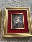 Vintage Wall Art Print Mixed Color Flower Gold Ornate Wood Frame Matted Set Of 2 — photo 3