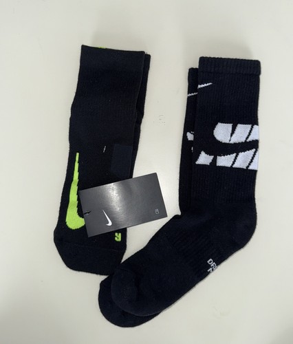 2 Pairs NIKE Dry-soft Everyday Training Crew Socks M Black