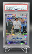 2024 Panini Contenders Optic Jim Harbaugh Coaches Cracked Ice #CTAJHH PSA 8