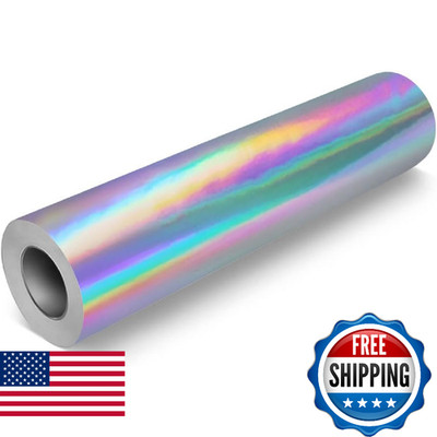 VViViD DECO65 Gloss Holographic Chrome Rainbow Lazer Silver Permanent Adhesive C
