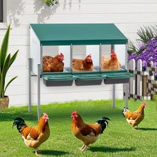 3-Hole Chicken Nesting Boxes - Legs, Lid, Green (Outdoor)