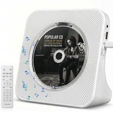 Portable CD Player for Home,Bluetooth CD Player with Speakers,White