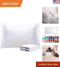 2-Pack White Microfiber Pillow Shams 20x26 Soft, Wrinkle Stain Resistant