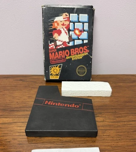 VTG 1985 Super Mario Bros. Nintendo NES Original Black Box RARE video Game box