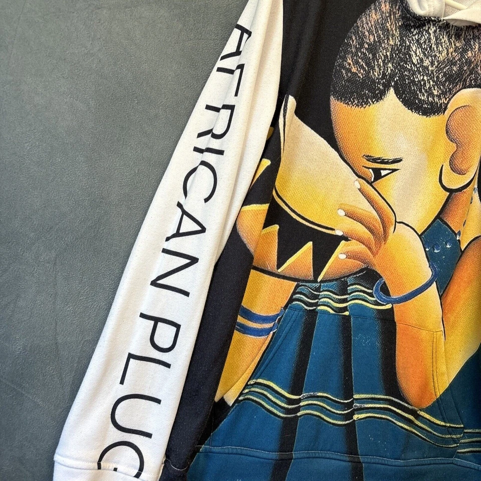 Sudadera con capucha African Art para hombre XL Uno Kiwi 100 % algodón enchufe nunca olvides tus raíces Foto 3 de 4