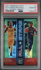 2021-22 Donruss Optic Damian Lillard/Donovan Mitchell #5 A/S Green 4/5 PSA 10