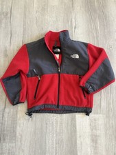 The North Face Fleece Youth Jacket Small 7-8 Red/Gray Pockets Adjustable Waist