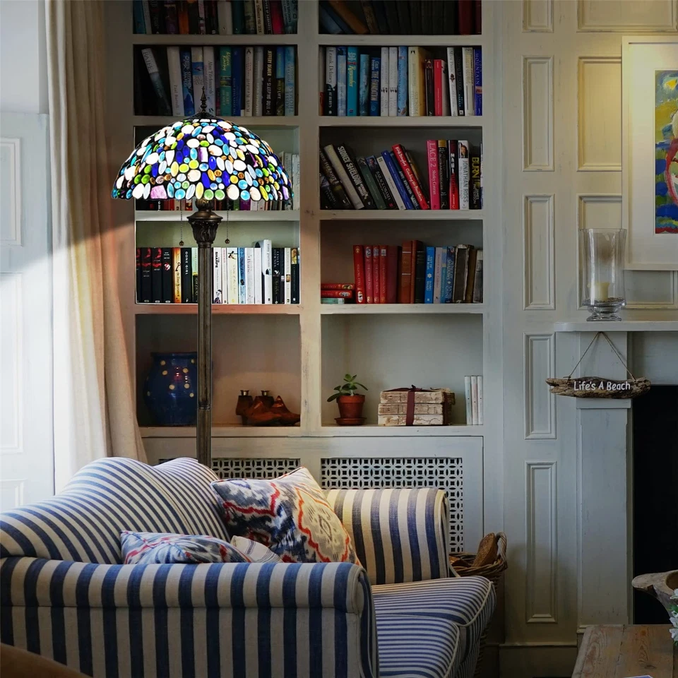 Abajur de assoalho Tiffany - Vitral estilo Tiffany abajures de assoalho com concha natural... - Imagem 3 de 4