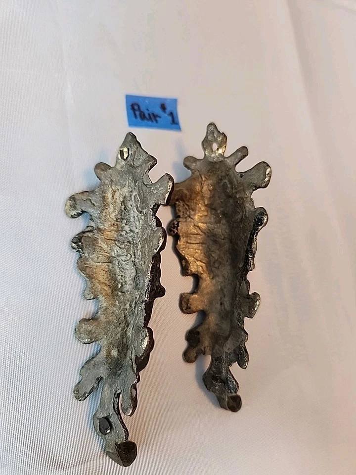 2 Ganchos Antiguos Latón Ornamentado Cara de León Arquitectónico Recuperado Gótico 4.5" Raro Foto 4 de 4