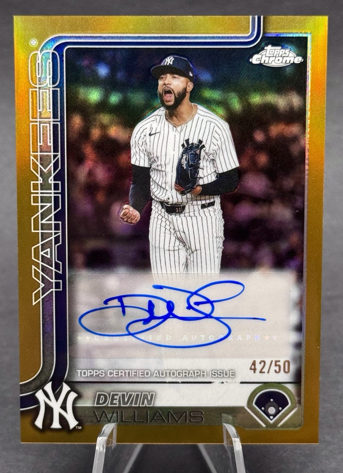 2025 Topps Chrome Update Devin Williams Auto #AC-DW True Gold Refractor /50