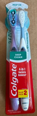 36 Twin Packs (72 Brushes) Colgate 360 Degree Toothbrushes, Medium Bristles