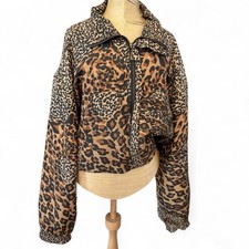 Vintage FuDa International Silk Bomber Jacket Pants Set Women Large Leopard Face