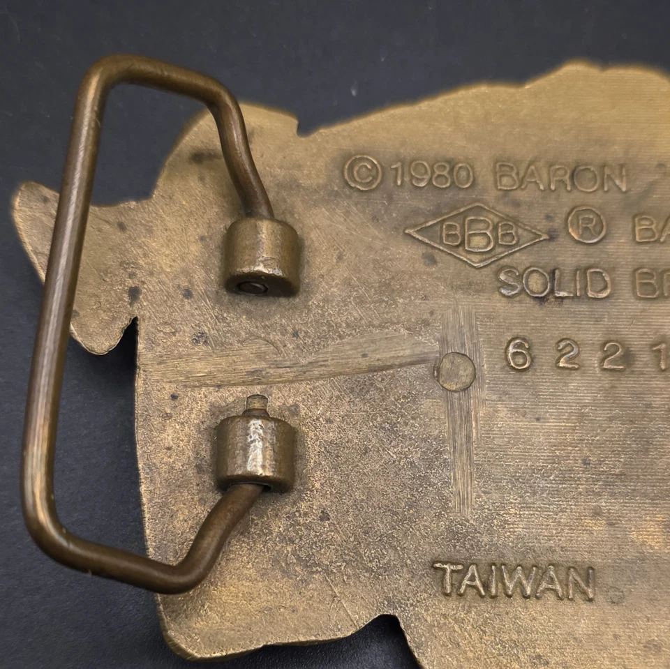 VTG 1980 SOLID BRASS BELT BUCKLE Guitar Saxophone Trumpet Musical Notes EUC Jazz - Image 4 of 4