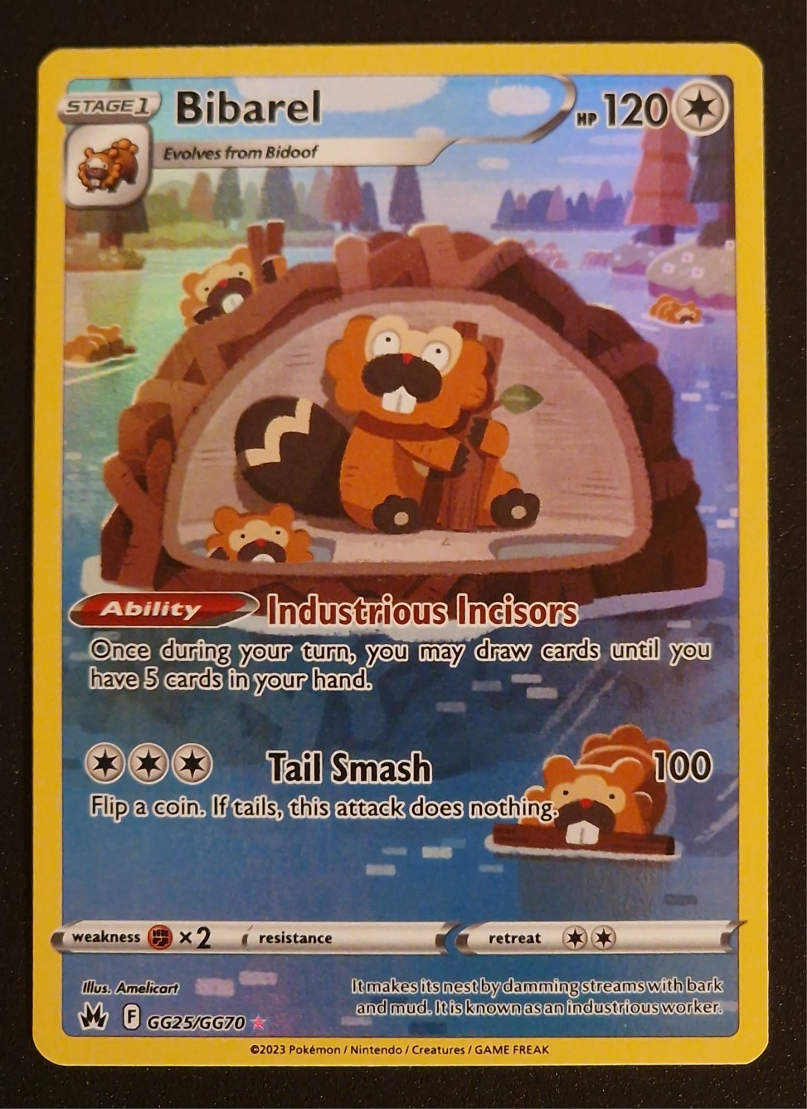 Pokemon Karte Bibarel GG25/GG70 Crown Zenith TCG Near Mint EN Blitzversand 