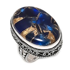 Natural Copper Tourmaline Gemstone 925 Sterling Silver Jewelry Ring Size 9 Q754